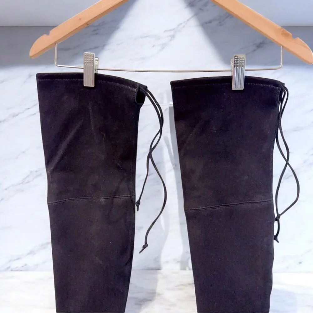 NIB Stuart Weitzman Landmark Over-the-Knee Black Suede Boots